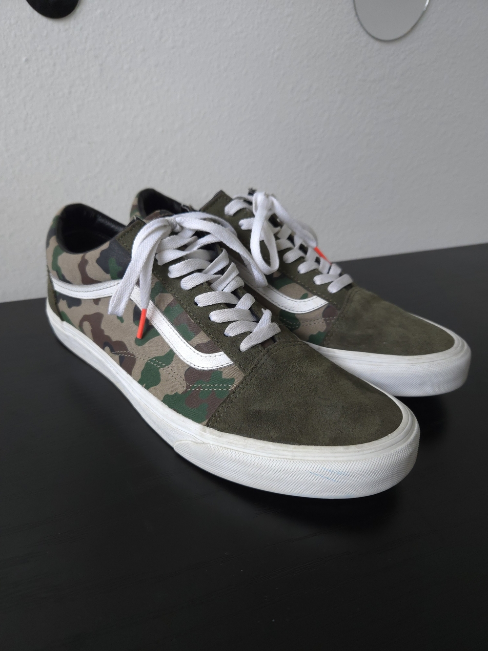 Vans Men's Camo Suede Low-Top Sneakers Olive/White VN0007NTY33 Size 12